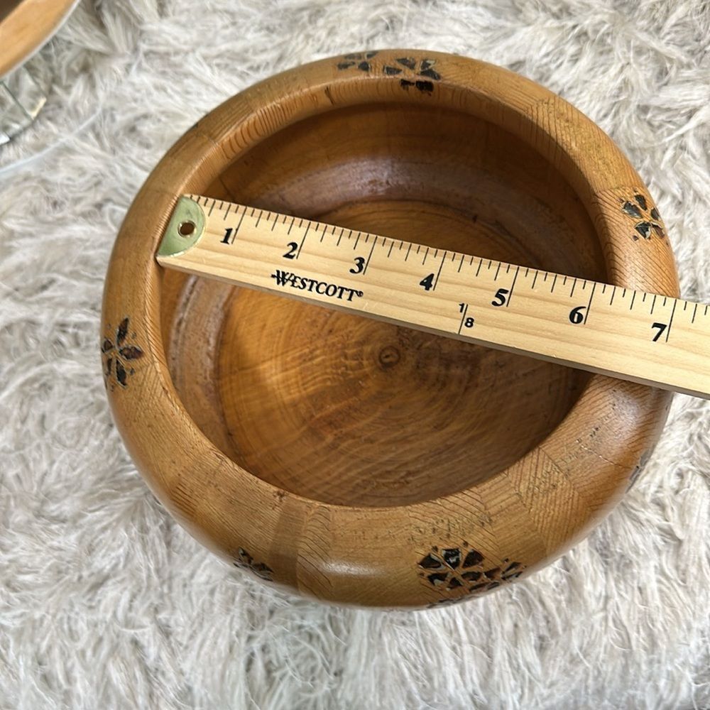 J Des Granges Palmer Alaska Handmade Rustic Wooden Bowl With‎ Floral Pattern - Picture 16 of 17